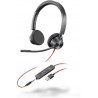Headphones Plantronics - Blackwire 3325 Wired Stereo Headset with Boom Mic (Poly) Connect to PC/Mac via USB-A or mobile/tablet 3.5 mm connector Works T