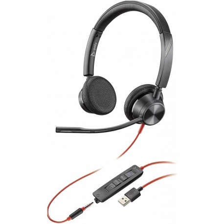 Headphones Plantronics Poly Blackwire 3325 Microsoft USB-A & 3.5mm Wired Headset - 214016-101