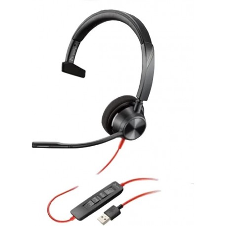 Headphones Plantronics - Blackwire 3310 Wired, Single Ear (Mono) Headset with Boom Mic USB-A to connect your PC and/or Mac Works Teams (Certified), Zoo