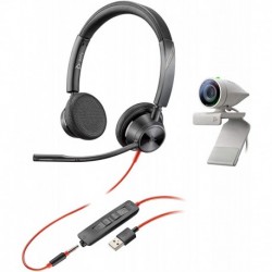 Headphones Plantronics Poly - Studio P5 Webcam with Blackwire 3325 Headset Kit (Plantronics + Polycom) 1080p HD Professional Video Conferencing Camera