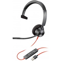Headphones Plantronics - Blackwire 3310 USB-A Wired, Single Ear (Mono) Headset with Boom Mic to Connect Your PC and/or Mac Works Teams, Zoom & More