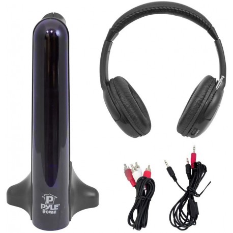 Headphones Stereo Wireless Over Ear Headphones - Hi-fi Headphone Professional Black Monitor Headset with 100ft Range, Noise Isolation Padding, FM Radio