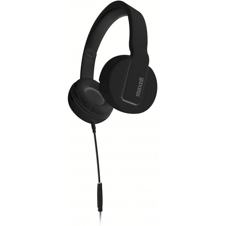 Headphones Maxell 290103 Comfort Fit Solids Headphones with Tangle-Free Flat Cable and In-Line Microphone - Black