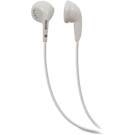 Headphones Maxell 190599 Dynamic Sound Wired Lightweight Extended Use Design Stereo Ear Bud - White (Value)