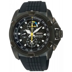 Watch Seiko Velatura Alarm Chronograph Black Dial Rubber Str