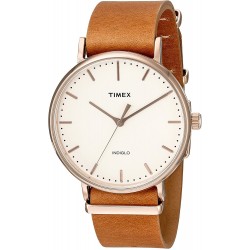 Watch Timex TW2P91200 Unisex Fairfield 41 Brown Leather Slip