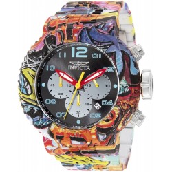 Invicta Men's 52mm Grand Pro Diver Chronograph Blue Hour Marks Hydroplated Graffiti Stainless Steel Watch (Model: 36779)