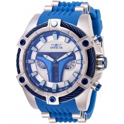 Invicta Men's Star Wars Stainless Steel Quartz Watch with Silicone Strap, Blue, 26 (Model: 27968)