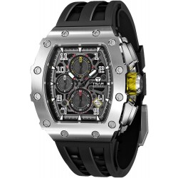 TSAR BOMBA Luxury Mens Watches Square Analog 50M Waterproof Tonneau Chronograph Replica Unique Cool Sport Watch for Men Premium Men’s Silver Wrist Wat