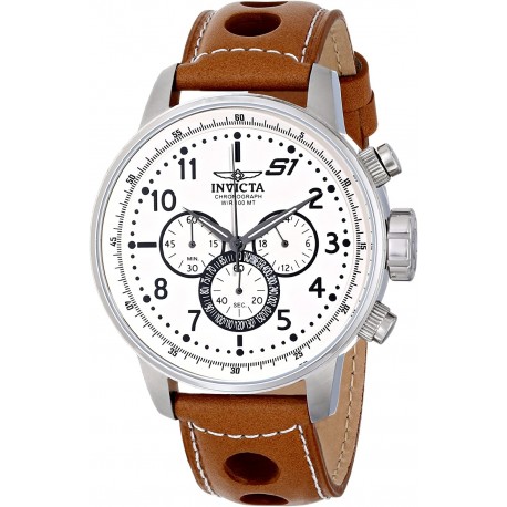 Invicta Men's S1"Rally" Stainless Steel Chronograph Watch with Brown Leather Band