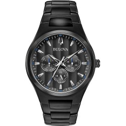 Bulova Men's Classic Quartz Dress Watch with Stainless Steel Strap, Black, 25 (Model: 98C129)