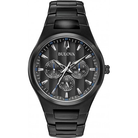 Bulova Men's Classic Quartz Dress Watch with Stainless Steel Strap, Black, 25 (Model: 98C129)