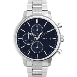 Timex Men's Chicago Chronograph 45mm Quartz Stainless Steel Strap, Silver, 20 Casual Watch (Model: TW2V01700VQ)