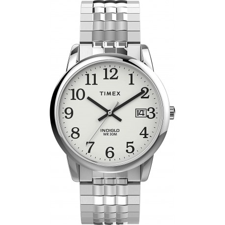 Timex Men's Easy Reader Quartz Stainless Steel Strap, Silver, 20 Casual Watch (Model: TW2V05400)