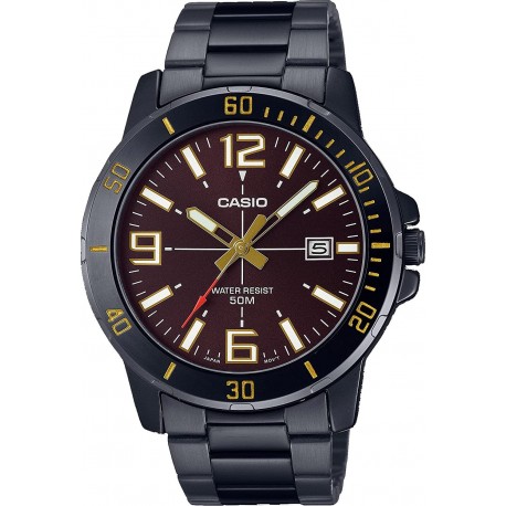 Casio MTP-VD01B-5BV Men's Enticer Black IP Stainless Steel Black Dial Casual Analog Sporty Watch