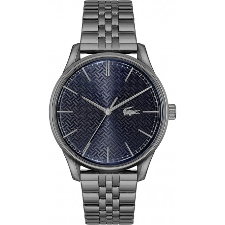 Lacoste Men's Vienna Stainless Steel Quartz Watch with Ionic Plated Grey Steel Strap, Gray, 20 (Model: 2011191)