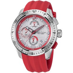 Nautica Men's Stainless Steel Quartz Silicone Strap, Red, 24 Casual Watch (Model: NAPNSF111)