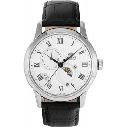Orient Stainless Steel Japanese Automatic/Hand Winding Watch with Leather Strap, Black, 22 (Model: RA-AK0008S10B)