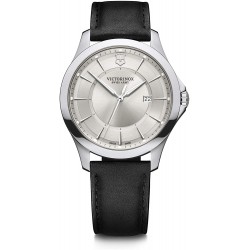 Victorinox Alliance Watch with Silver Dial and Black Leather Strap