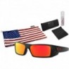 Oakley Gascan Sunglasses (Polished Black Frame, Prizm Ruby Lens) with Lens Cleaning Kit and Country Flag Microbag
