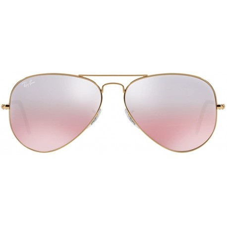 Ray-Ban AVIATOR LARGE METAL - GOLD Frame / Crystal Brown Pink Silver Mirror Lenses 62mm