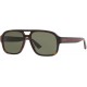 Gucci GG 0925S 002 Havana Plastic Aviator Sunglasses Green Lens