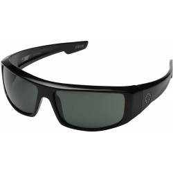 SPY Optic Logan Sunglasses Gloss Black w/Happy Grey Green Lens + Sticker