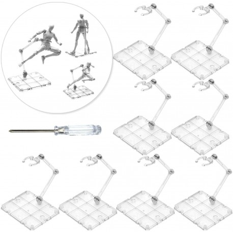 XISTEST Action Figure Stand, 8 PCS Assembly Action Figure Display Holder Base Doll Model Support Stand Compatible with HG RG SD SHF Gundam 1/144 Toy w