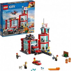 LEGO City Fire Station 60215 Fire Rescue Tower Building Set with Emergency Vehicle Toys Includes Firefighter Minifigures for Creative Play (509 Pieces