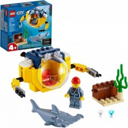 LEGO City Ocean Mini-Submarine 60263, Underwater Playset, Featuring a Toy Submarine, Pirate Treasure Chest, Hammerhead Shark Figure and a Pilot Minifi