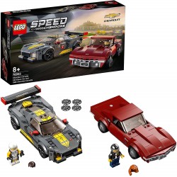 LEGO 76903 Speed Champions Chevrolet Corvette C8.R Race Car and 1968 CC Racing Cars Toys for 8+ Years Old, 2 Sports Models Building Set