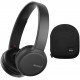 Sony WH-CH510 Wireless On-Ear Headphones, Black (WHCH510/B) with Knox Gear Hard-Shell Case Bundle (2 Items)
