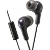 BLACK GUMY In ear earbuds with stay fit ear tips and MIC. Wired 3.3ft colored cord cable with headphone jack. Small, medium, and large ear tip earpiec