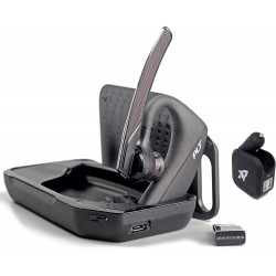 Plantronics Voyager 5200-UC Bluetooth Headset Bundle 206110-01 - for Smartphones, PC, iOS, Mac, Softphones, Tablets Includes 2-port USB Charger - Vehi