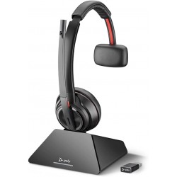 Plantronics - Savi 8210 Office - Wireless DECT Single-Ear (Mono) Headset - Noise Canceling Mic - Connects to Deskphone/PC/Mac - Works with Teams (Cert
