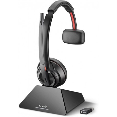 Plantronics - Savi 8210 Office - Wireless DECT Single-Ear (Mono) Headset - Noise Canceling Mic - Connects to Deskphone/PC/Mac - Works with Teams (Cert