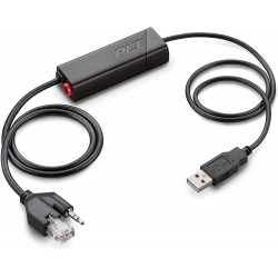 Poly (Plantronics + Polycom) Plantronics - Electronic Hook Switch APU-76 (Poly) - Cable for DECT and 900 MHz Headset - One Touch Call Control, Black (