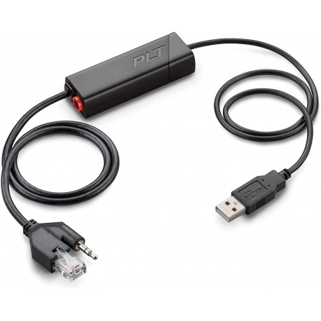 Poly (Plantronics + Polycom) Plantronics - Electronic Hook Switch APU-76 (Poly) - Cable for DECT and 900 MHz Headset - One Touch Call Control, Black (