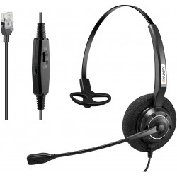 Arama Phone Headset with Microphone Noise Canceling & Mute Switch RJ9 Telephone Headsets Compatible with Polycom Mitel ShoreTel Plantronics AltiGen Di