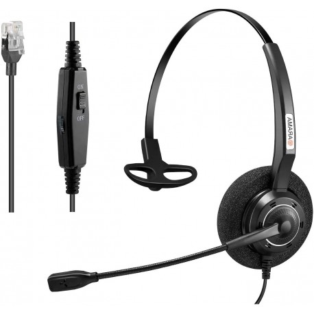 Arama Phone Headset with Microphone Noise Canceling & Mute Switch RJ9 Telephone Headsets Compatible with Polycom Mitel ShoreTel Plantronics AltiGen Di