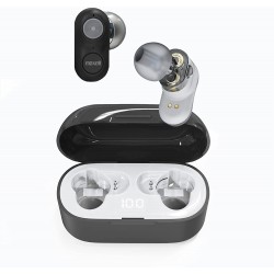 Maxell High Fidelity Dual Driver True Wireless Earbuds, Bluetooth 5.0, 20HRS of Playtime, IPX3 Water Resistant, Black/Grey, (199652)
