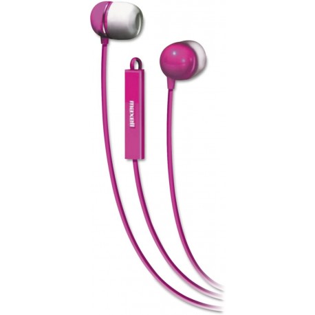 Maxell 190304 - IEMICPNK Flexible Comfortable Soft Silicone Eartip Stereo In-Ear Earbuds with Microphone (Pink)
