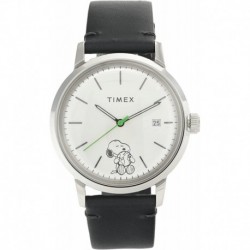 Reloj TW2V32600JR Timex Men's Marlin Automatic 40mm x Peanuts Stainless Steel Dress Watch Leather Strap, Black, 20 Model