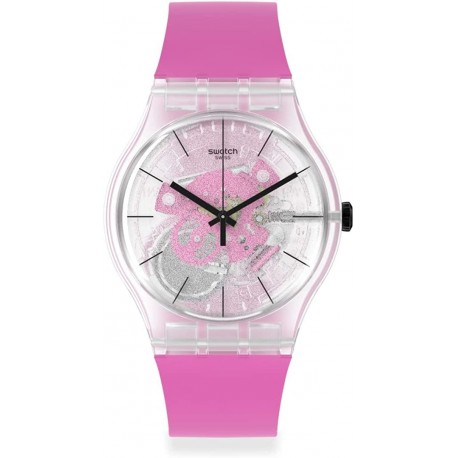 Reloj SO29K107 Swatch New Gent BIO SOURCED Quartz Silicone Strap, Pink, 18 Casual Watch Model