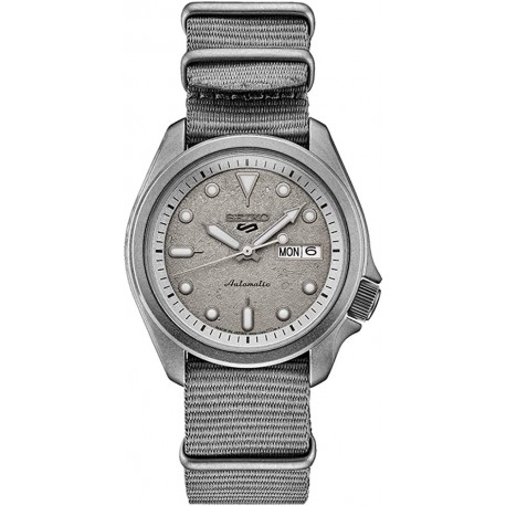 Reloj SRPG63 SEIKO Mens 5 Sports Grey Dial Nylon B Stainless Steel Automatic Wind Watch