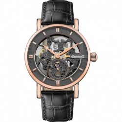 Reloj Die Herald Ingersoll Men's The Automatic Watch Skeleton Dial Black Leather Strap I00403