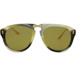 Gafas Gucci GG0305S 003 Foldable Beige Striated Plastic Aviator Sunglasses Green Lens