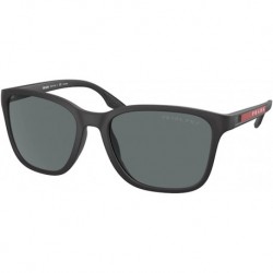 Gafas Prada Linea Rossa Men's Round Fashion Sunglasses, Black Rubber Polar Dark Grey, One Size
