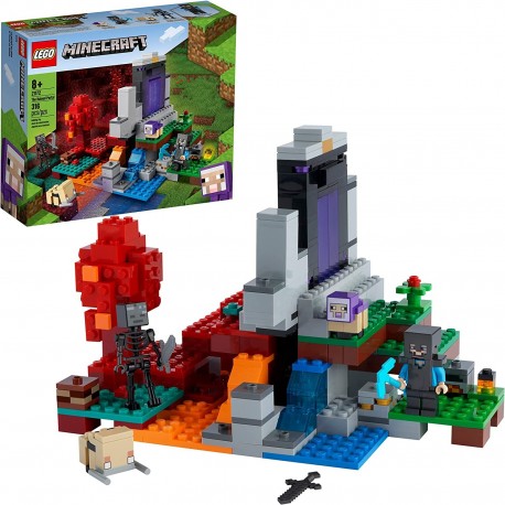 LEGO Minecraft The Ruined Portal 21172 Building Kit Fun Toy for Kids Steve a Wither Skeleton New 2021 316 Pieces