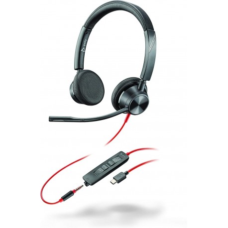 Audífonos Plantronics Blackwire 3325 Wired Stereo USB C Headset Boom Mic Poly Connect to PC Mac via or Mobile Tablet 3.5 mm C